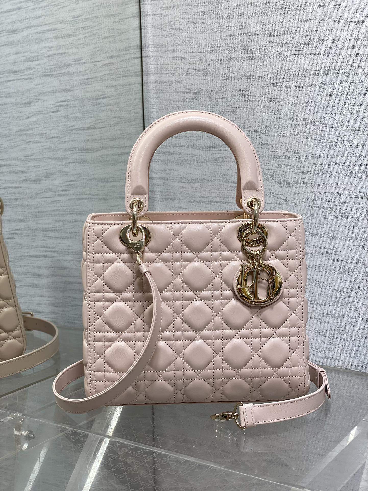 Medium Lady Dior Bag Powder Pink Cannage Lambskin